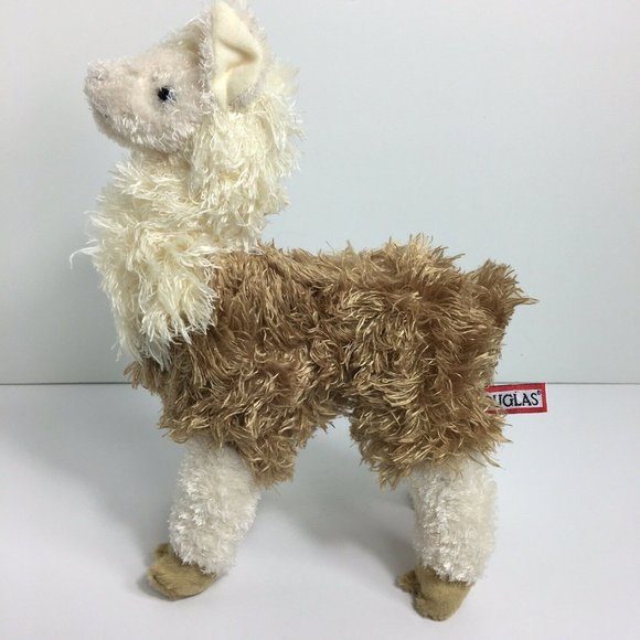 Douglas Alpaca Llama Plush Stuffed Animal White Brown 10" Cuddle Toys 2015 Stand - Picture 4 of 12